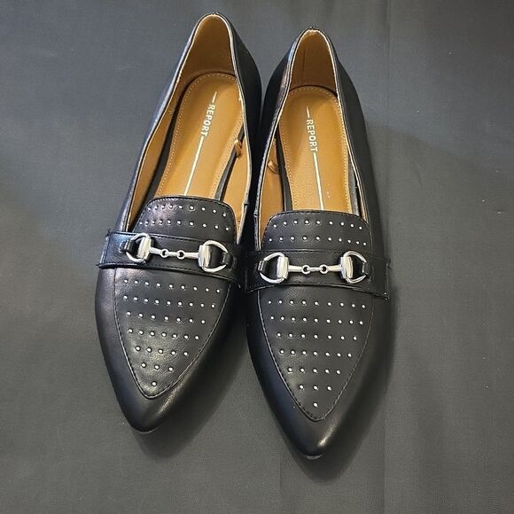 BRAND NEW REPORT RENDER LOAFERS WITH SILVER DETAILING DESIGN FLAT - Picture 3 of 15